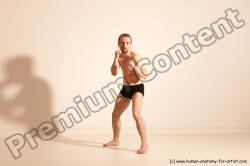 Underwear Martial art Man White Moving poses Slim Short Blond Dynamic poses Academic